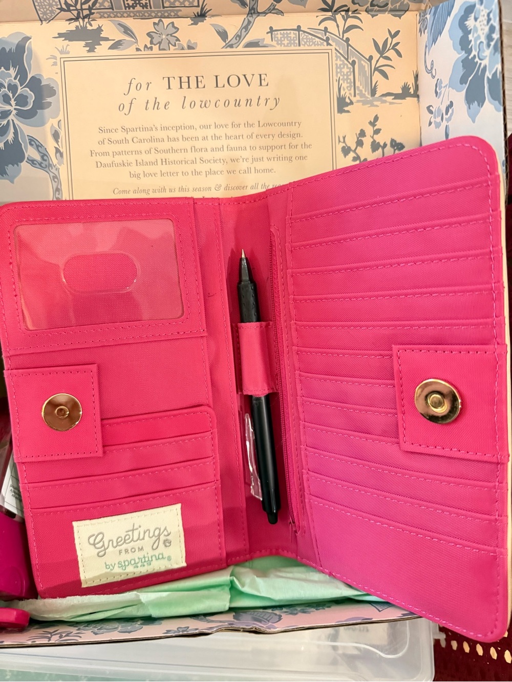 spartina  authentic  wallet in Mint and Peach - Picture 3 of 3